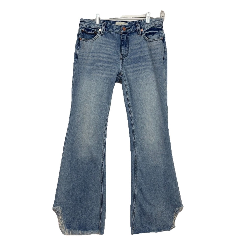 We The Free Flare Jeans Womens 26x30 Raw Hem Boho Festival Wide Leg Denim